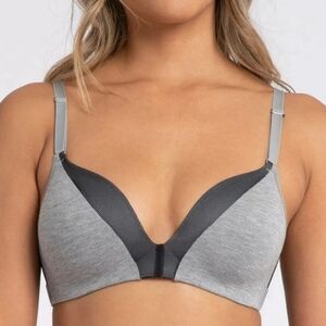 NWT ALL YOU LIVELY, no wire, padded covertable strap bra, gray / black